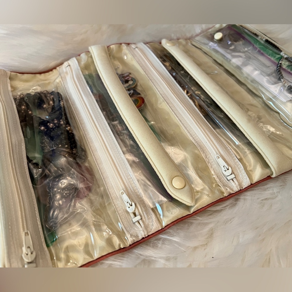 Beautiful Colorful Floral Print Roll-Up Jewelry Organizer/Travel Bag - Picture 5 of 16